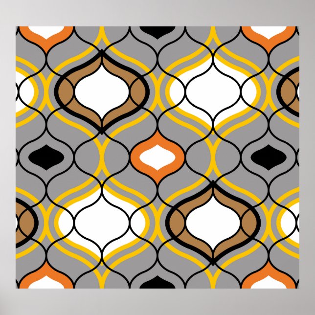 Wavy lines, seamless geometric pattern. poster (Front)