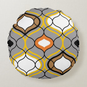 Wavy lines, seamless geometric pattern. round cushion