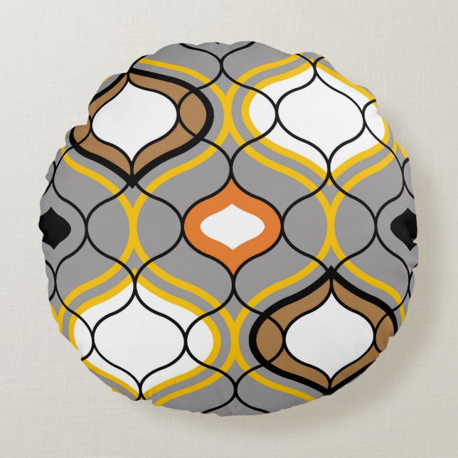 Wavy lines, seamless geometric pattern. round cushion (Front)