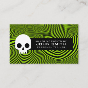 Wavy Lines & Skull Modern Loyalty Business Card
