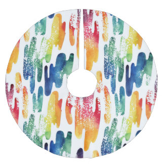 Wavy Liquid: Modern Abstract Watercolor. Brushed Polyester Tree Skirt