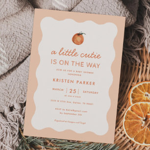 Wavy Little Cutie Tangerine Baby Shower Invitation