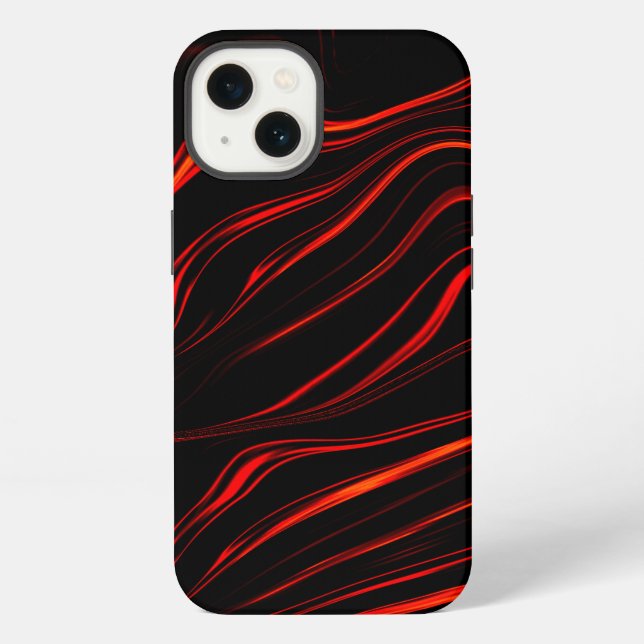 Wavy long red traces in black fund iPhone case (Back)