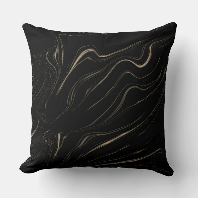 Wavy long traces in black fund, sepia grey cushion (Front)