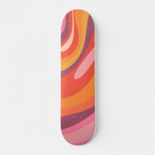 Wavy Loops Groovy Retro Abstract Pattern Skateboard