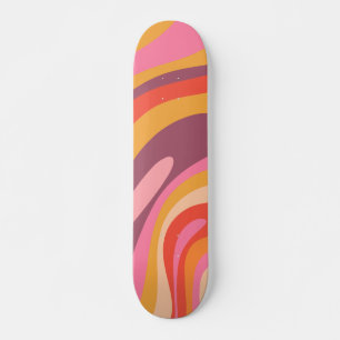 Wavy Loops Groovy Retro Abstract Pattern Skateboard