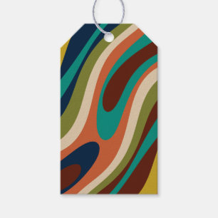 Wavy Loops Multi-Colour Retro Abstract Pattern Gift Tags