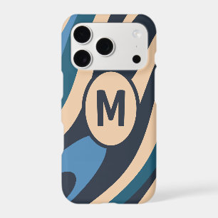 Wavy Loops Retro Abstract Pattern Initial Blue