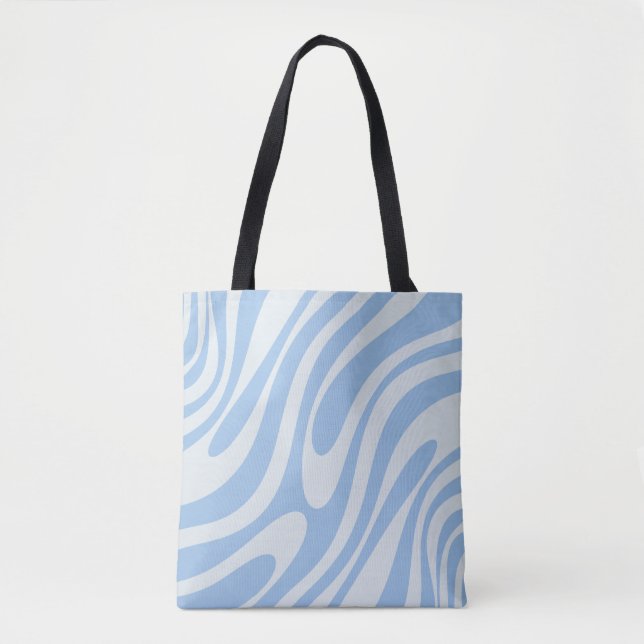 Wavy Loops Retro Abstract Pattern Powder Blue Tote Bag (Front)