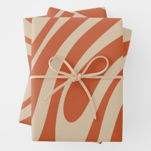 Wavy Loops Retro Boho Abstract Pattern Wrapping Paper Sheet