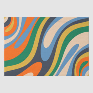 Wavy Loops Retro Multi-Colour Abstract Pattern Tissue Paper