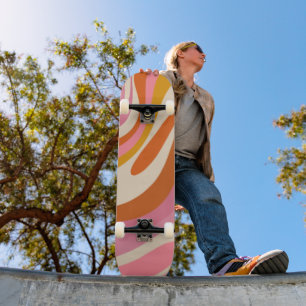 Wavy Loops Trendy Whimsical Abstract Pattern Skateboard