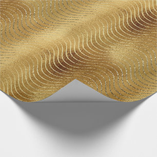 Wavy Luxury Gold Glitter Curves Wrapping Paper