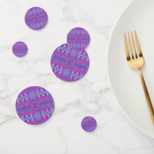 Wavy Magenta and Blue Trippy Marbled Pattern Confetti
