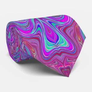Wavy Magenta and Blue Trippy Marbled Pattern Tie