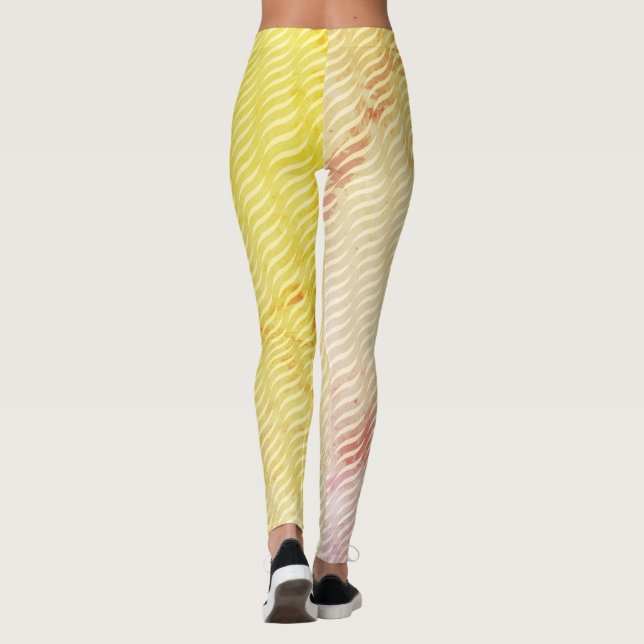 Wavy Magical Dust GreenLeaf Lines Seamless Pattern Leggings (Back)