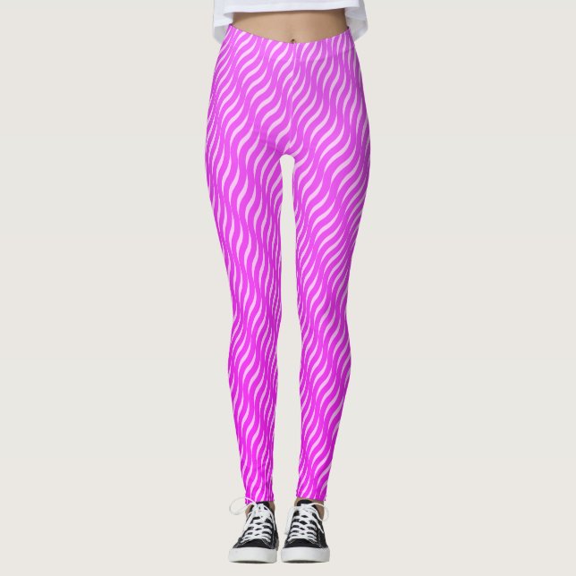 Wavy Magical Purple Maze Lines Seamless Pattern Leggings (Front)