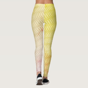 Wavy Magical Sand GreenLeaf Lines Seamless Pattern Leggings