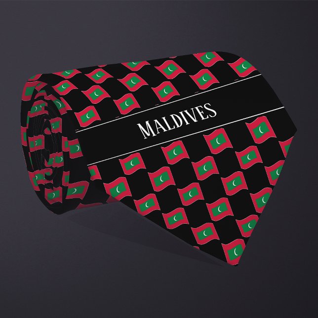 Wavy Maldives Flag Pattern  Tie (Creator Uploaded)