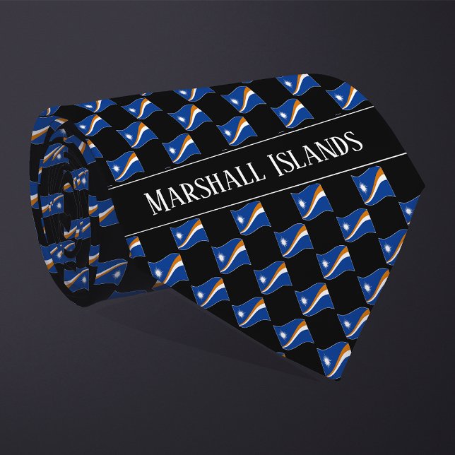Wavy Marshall Islands Flag Pattern  Tie (Creator Uploaded)