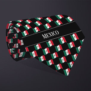 Wavy Mexico Flag Pattern  Tie