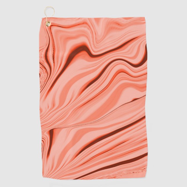 Wavy mix peach, salmon, clear coral and pink golf towel (Front)