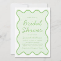 Wavy Modern Curvy Retro Sage Green Bridal Shower