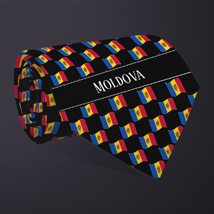 Wavy Moldova Flag Pattern  Tie
