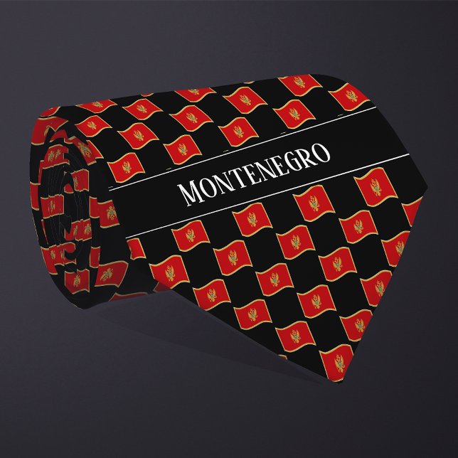 Wavy Montenegro Flag Pattern  Tie (Creator Uploaded)