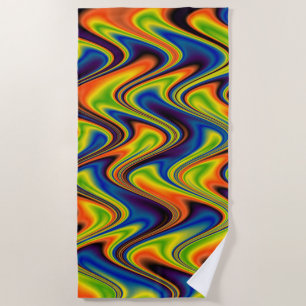 Wavy Multicolor Abstract Beach Towel