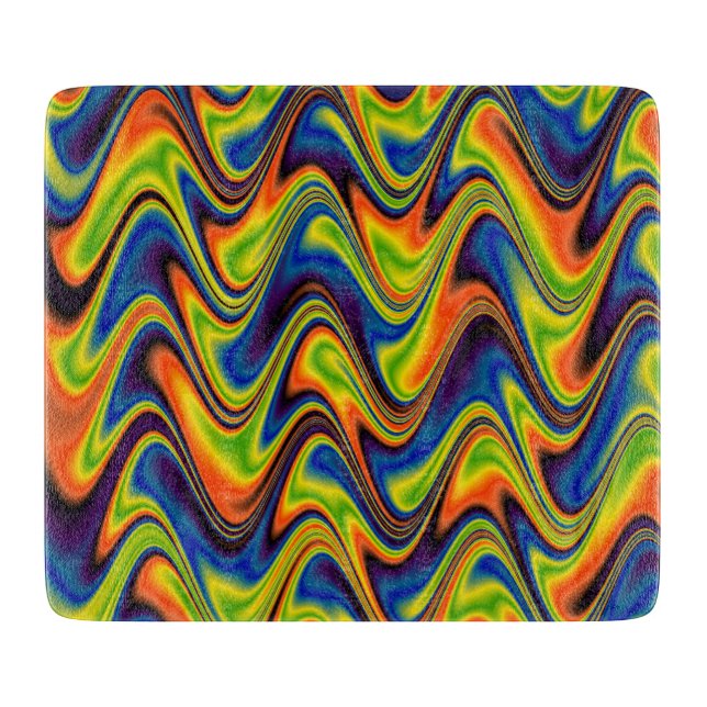 Wavy Multicolor Abstract Cutting Board (Front)