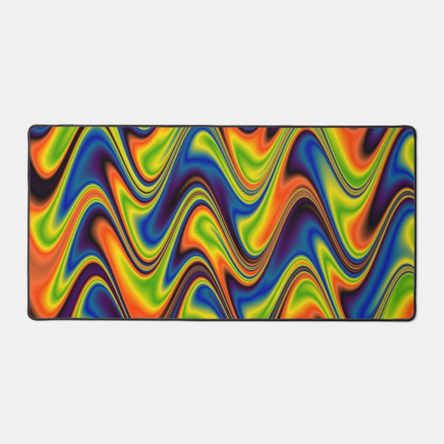 Wavy Multicolor Abstract Desk Mat (Front)