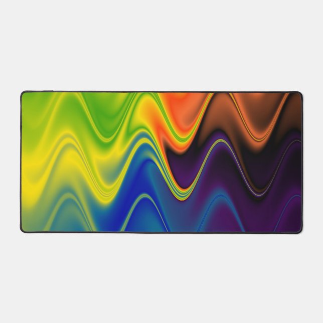 Wavy Multicolor Abstract Desk Mat (Front)