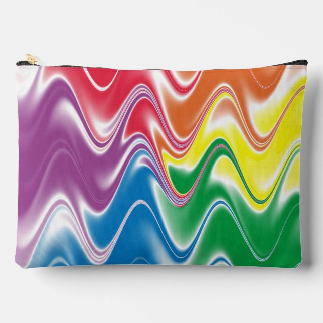 Wavy Multicolor Abstract Large Accessory Pouch (Front)