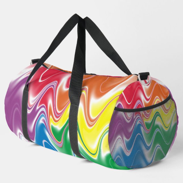 Wavy Multicolor Abstract Large Duffle Bag (Right Corner)