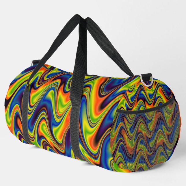 Wavy Multicolor Abstract Large Duffle Bag (Right Corner)