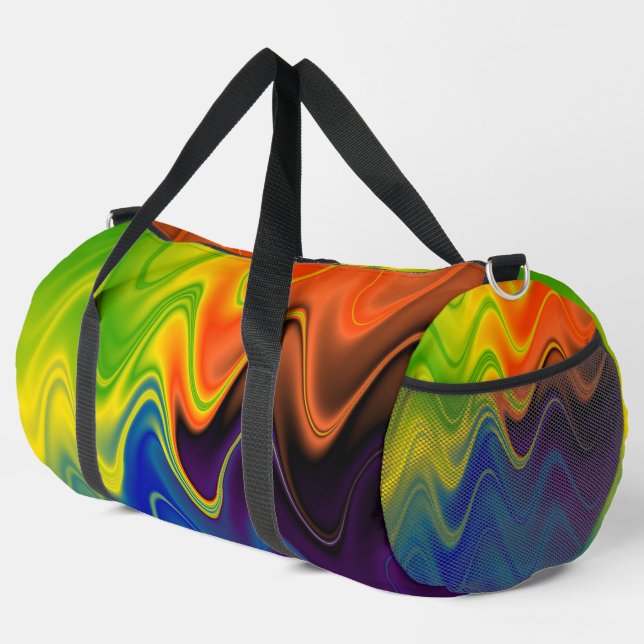 Wavy Multicolor Abstract Large Duffle Bag (Right Corner)