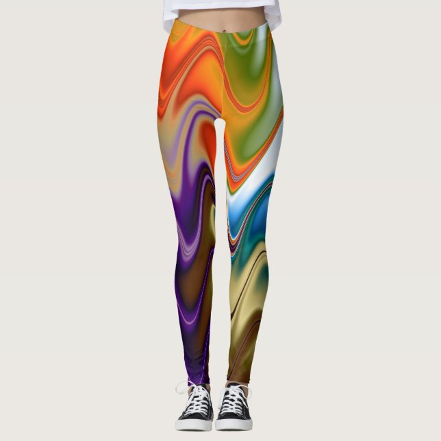 Wavy Multicolor Abstract Leggings (Front)