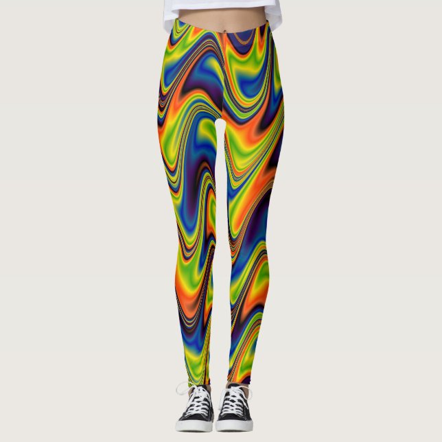 Wavy Multicolor Abstract Leggings (Front)