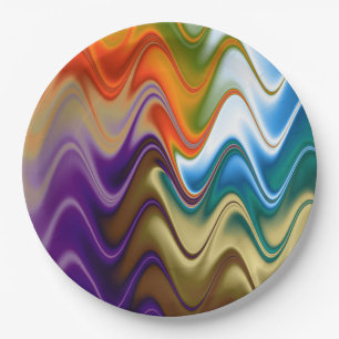 Wavy Multicolor Abstract Paper Plate