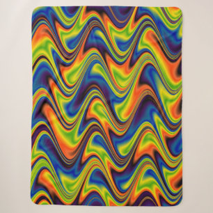 Wavy Multicolor Abstract Sherpa Blanket