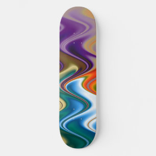 Wavy Multicolor Abstract Skateboard