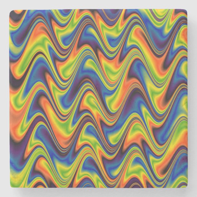 Wavy Multicolor Abstract Stone Coaster (Front)