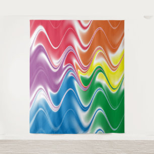 Wavy Multicolor Abstract Tapestry
