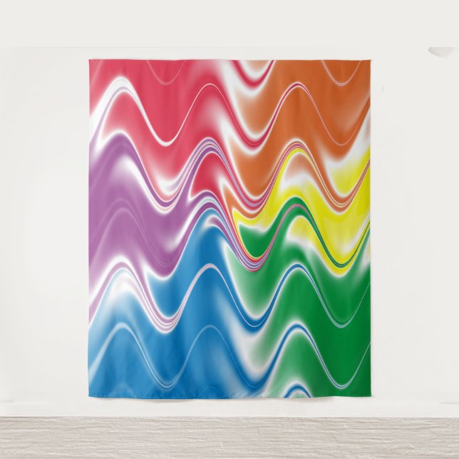 Wavy Multicolor Abstract Tapestry (Front)