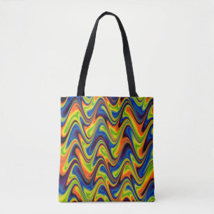 Wavy Multicolor Abstract Tote Bag