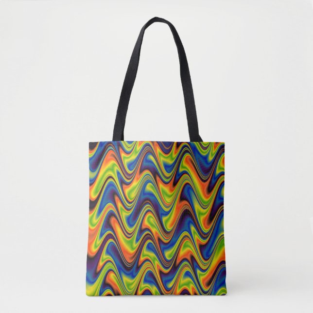Wavy Multicolor Abstract Tote Bag (Front)