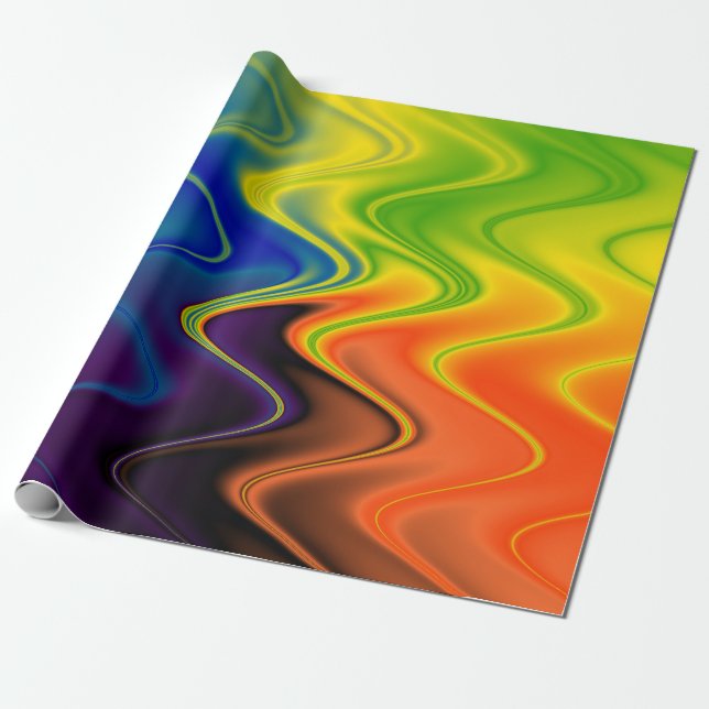 Wavy Multicolor Abstract Wrapping Paper (Unrolled)