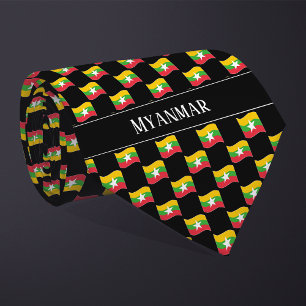 Wavy Myanmar Flag Pattern Tie