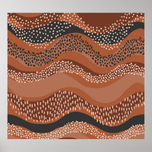 Wavy Natural Geo: Minimalist Seamless. Poster